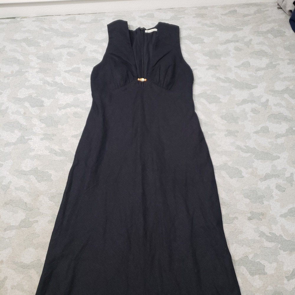 Abercrombie & Fitch Maxi Dress Womens Medium Black Linen Blend Boho Minimalist